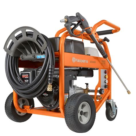 Hose and electric wire are each black and a different color would make it easier to work with. . Husqvarna pressure washer